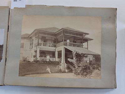 Lot 44 - Singapore. A partly broken album containing 35 albumen print photographs of Singapore