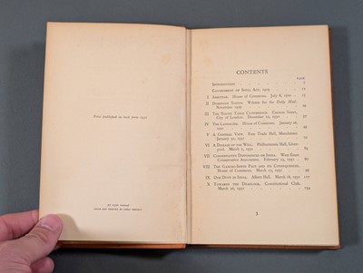 Lot 43 - Churchill (Winston S.). India Speeches, 1st edition, 1931