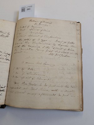 Lot 283 - Medical Receipts. A manuscript pharmaceutical and veterinary receipts book, circa 1820-1830