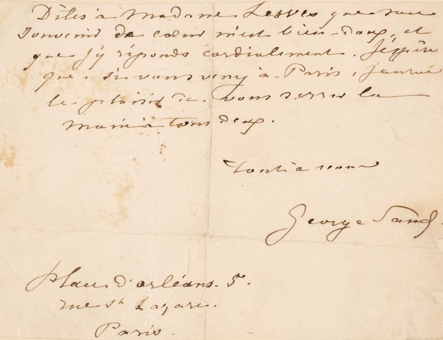 Lot 381 - Sand (George, 1804-1876). Autograph Note
