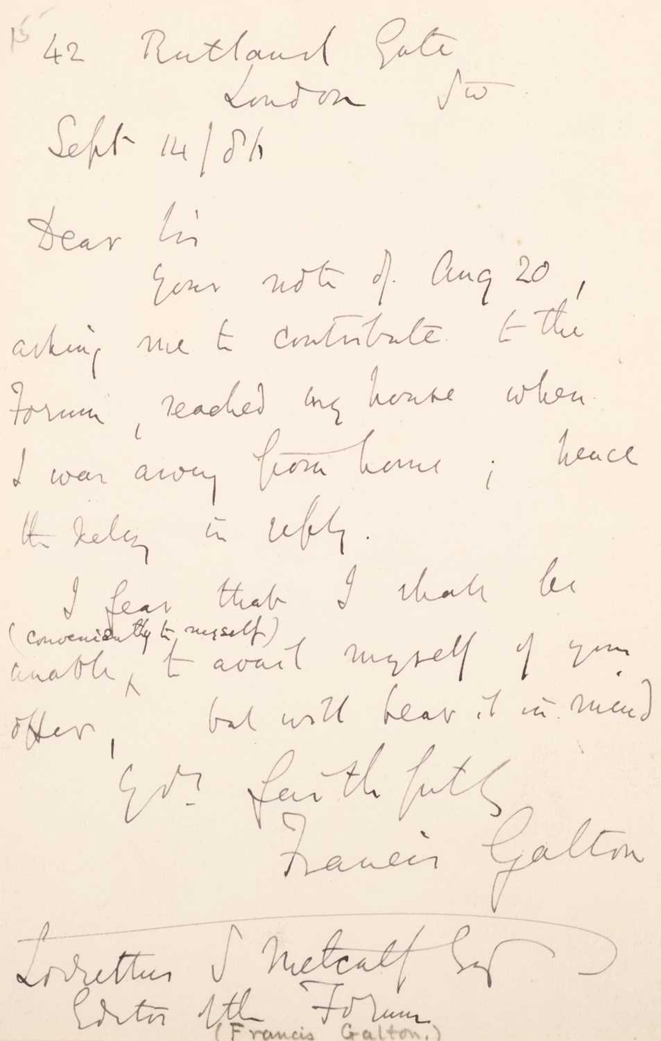 Lot 349 - Galton (Francis, 1822-1911), English