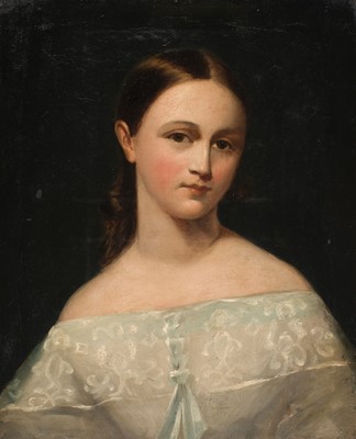 Lot 128 - English School. Portrait of a Young Woman, 1840s to 1850s