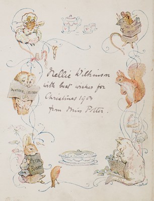 Lot 21 - Potter (Beatrix). The Tale of Squirrel Nutkin, 1st edition, 1903, inscribed by Beatrix Potter