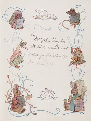 Lot 56 - Potter (Beatrix). The Tale of Timmy Tiptoes, 1st edition, 1911, inscribed by Beatrix Potter