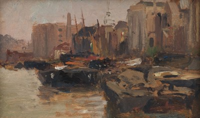 Lot 106 - Impressionist School. Boats on the Thames, late 19th century