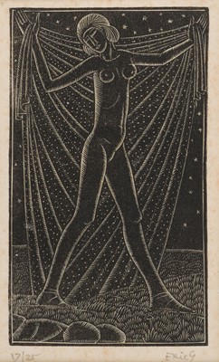 Lot 216 - Gill (Eric, 1882-1940). Naked Girl with Cloak, 1924
