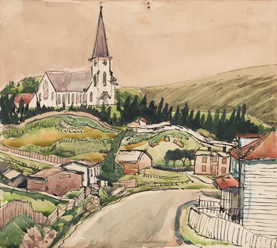 Lot 332 - Attributed to William Conor (1881-1968). Irish Landscape with Church