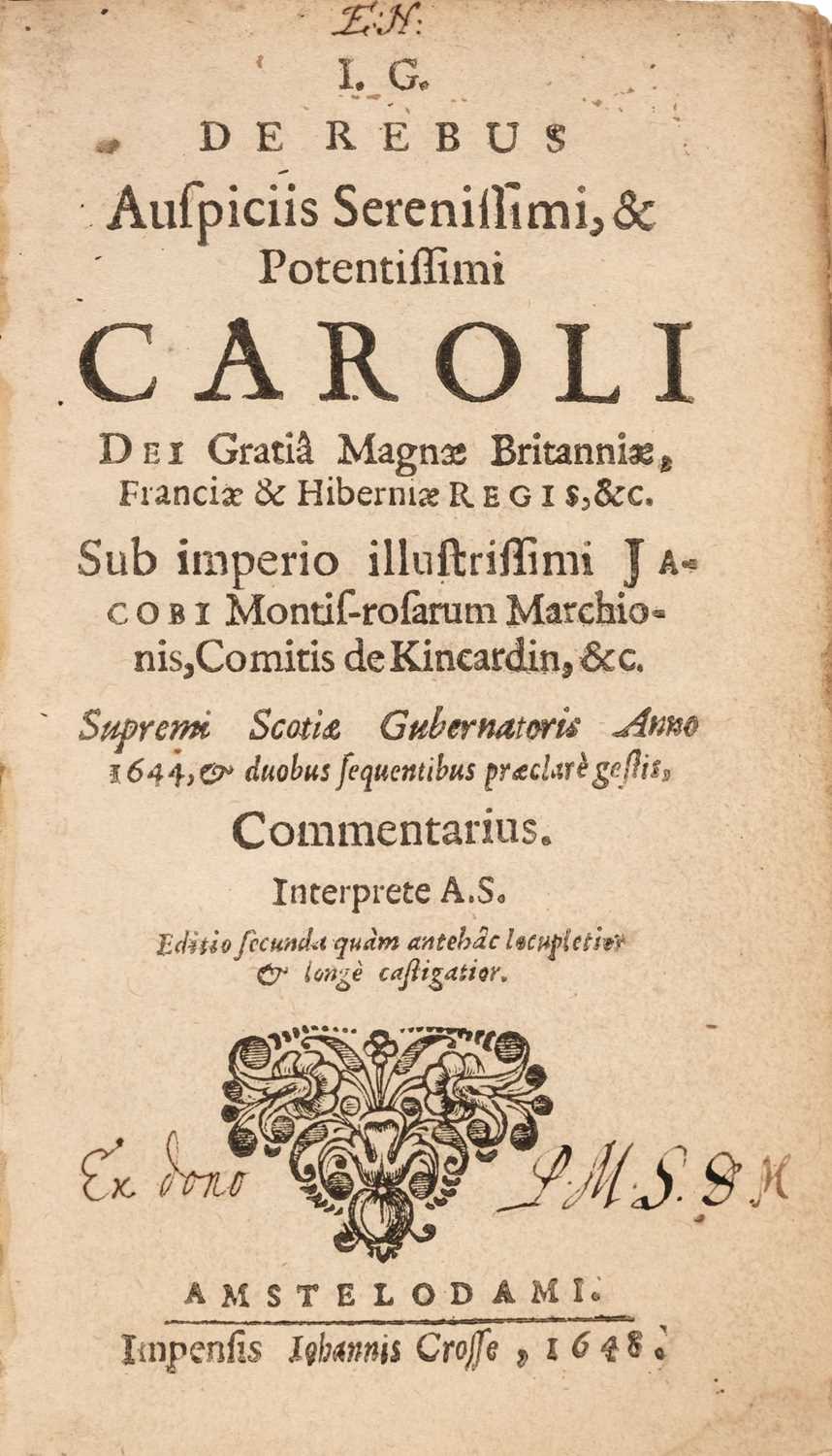 Lot 242 - Wishart (George). I.G. de Rebus Auspiciis Serenissimi, & Potentissimi Caroli..., 2nd ed., 1648