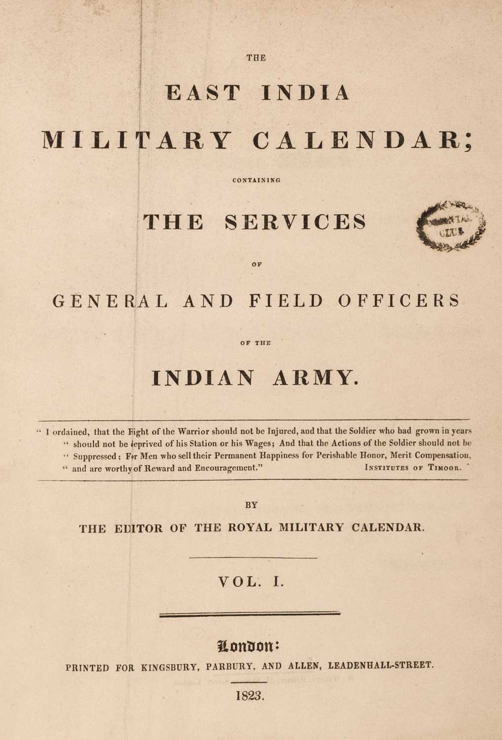 Lot 26 - Philippart, (John, editor). The East India Military Calendar..., 1823 & 1826