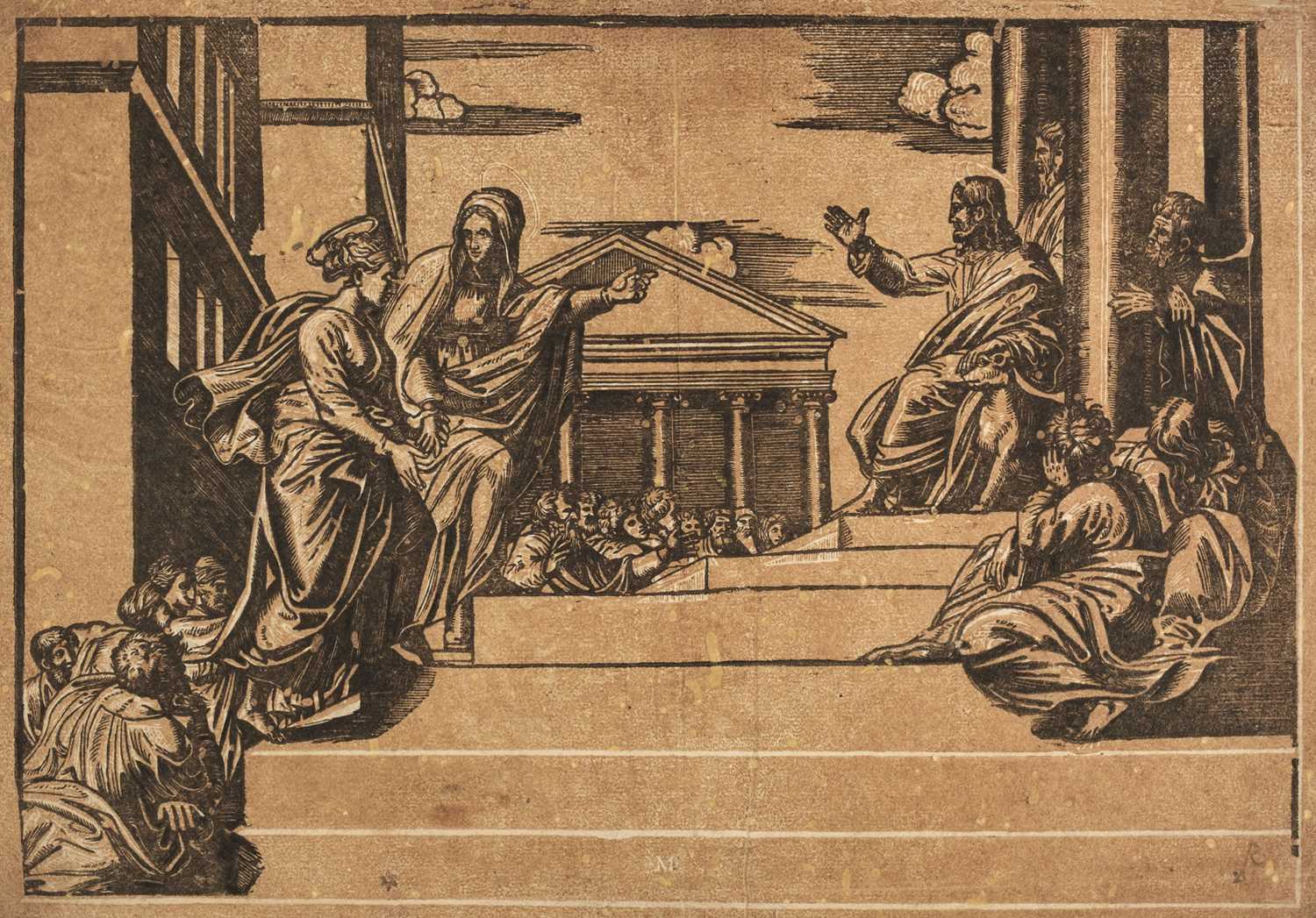 Lot 7 - Georg Matheus (active 1554-1572). Martha and Magdalen Ascending the Steps, 1480-1534