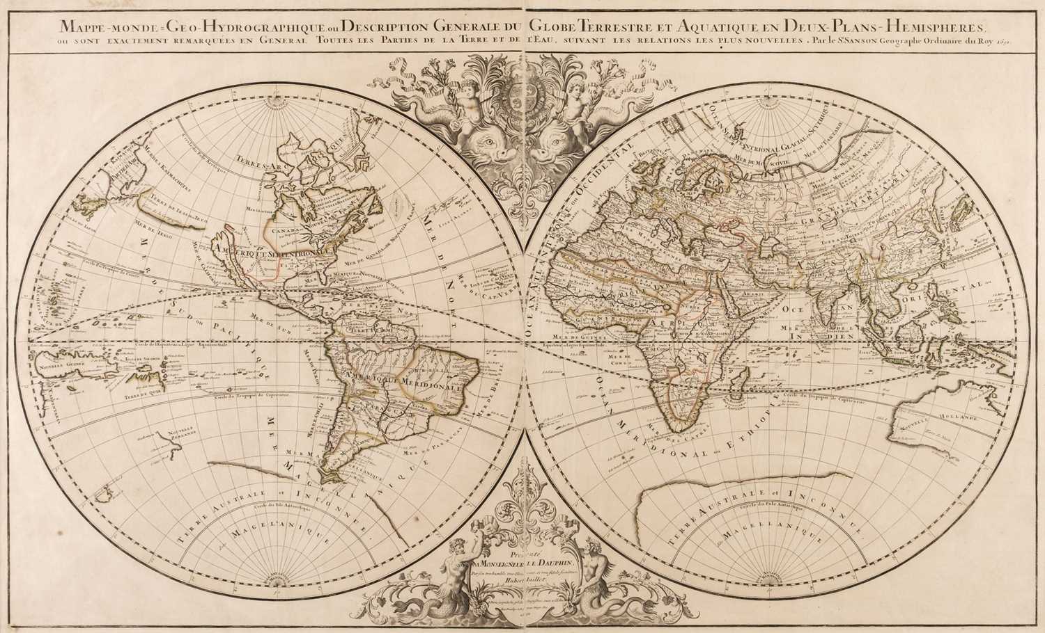 Lot 152 - World. Jaillot (A. H.), Mappe-Monde Geo-Hydrographique ou Description Generale du Globe..., 1691