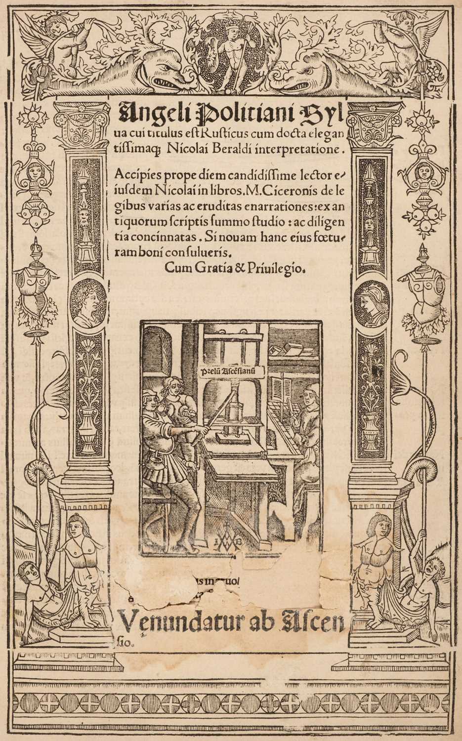 Lot 216 - Politianus (Angelus). Angeli Politiani Sylva cui titulus est Rusticus..., [c. 1519]