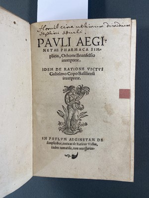 Lot 219 - Paulus Aegineta. Pharmaca simplicia, Othone Brunfelsio interprete, 1531