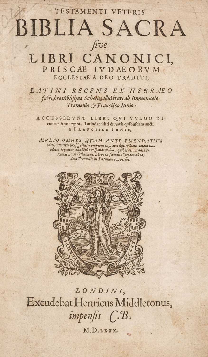Lot 222 - Bible [Latin]. Testamenti Veteris Biblia Sacra sive Libri Canonici..., 1580