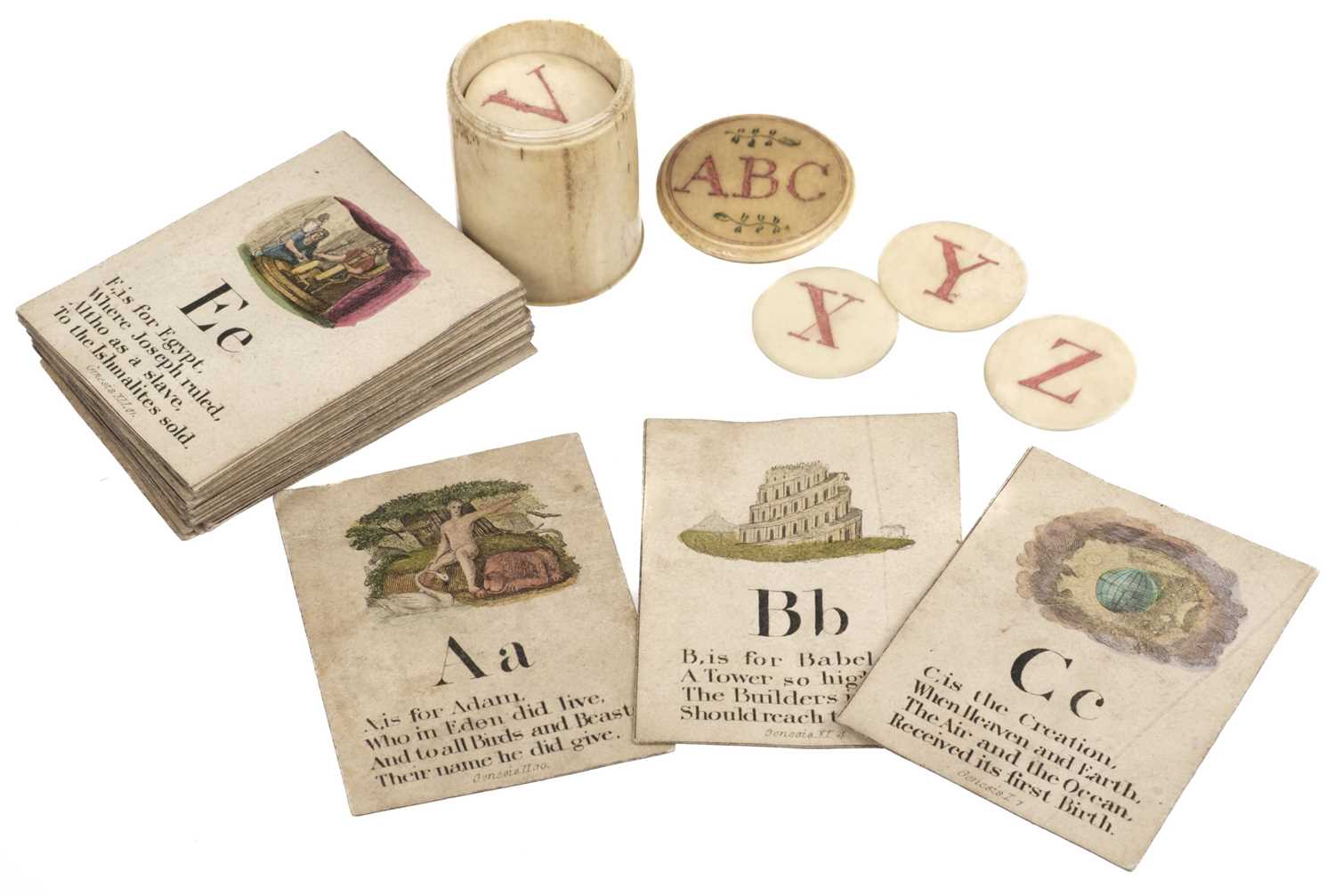 429 Letters Lot 429 - Alphabet. Miniature double-sided bone