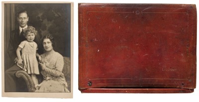 Lot 220 - Elizabeth II (1926-2022), A red morocco desk folder, gifted to Princess Elizabeth, c. 1930