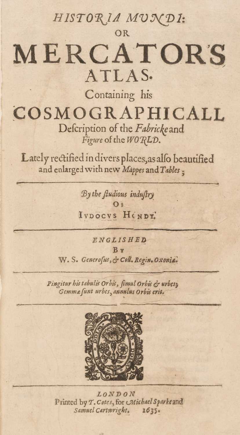 Lot 24 - Mercator (Gerard & Jodocus Hondius). Historia Mundi: or Mercator's Atlas, 1635