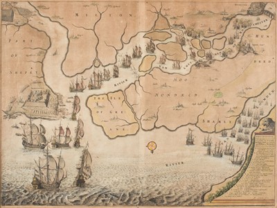 Lot 132 - Raid on the Medway. Comans (Michiel), Kaart van monding van de Theems..., 1667