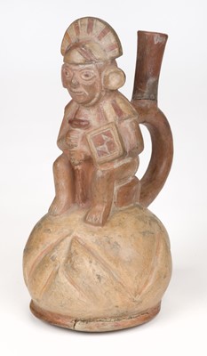 Lot 582 - Mochre culture. An ancient Peruvian stirrup jug