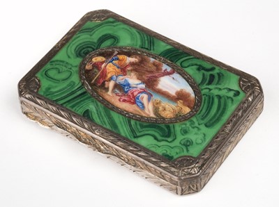 Lot 606 - Snuff box. A German silver and enamel snuff box stamped 800