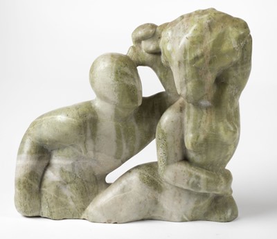 Lot 575 - Abstract carving. A green marble abstract sculpture, 20th century