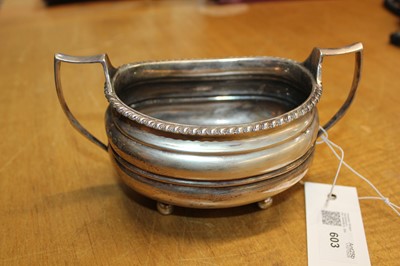 Lot 603 - Sugar bowl. George V silver sugar bowl by William Hutton & Sons, Sheffield, 1930
