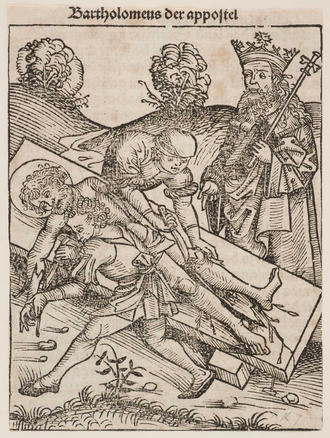 Lot 9 - Wolgemuth (Michael, 1434-1519). The Martyrdom of St. Bartholomew, woodcut
