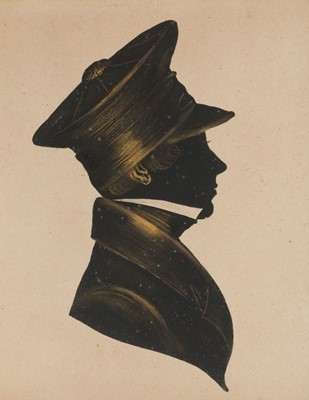 Lot 64 - Silhouette Portraits. Silhouette portrait of Hugh Blackwood (1815-1838), circa 1830, black watercolour with gold