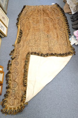 Lot 432 - Curtains. A pair of large embroidered curtains, probably Middle Eastern, early-mid 19th century
