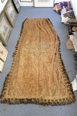 Lot 432 - Curtains. A pair of large embroidered curtains, probably Middle Eastern, early-mid 19th century