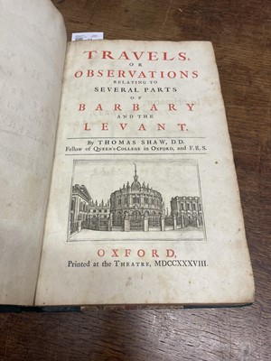 Lot 32 - Shaw (Thomas). Travels or Observations relating to several parts of Barbary and the Levant, 1st ed, 1738