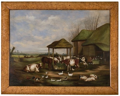 Lot 119 - Naïve School. Farmyard Scene, circa 1860