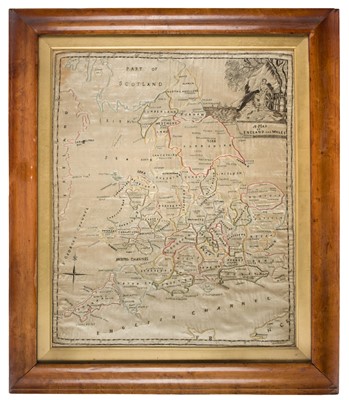 Lot 105 - Embroidered Map of England & Wales, circa 1800