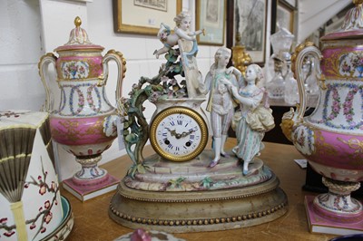 Lot 523 - Decorative ceramics. A pair of late Victorian Sevres style pink ground vases