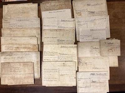 Lot 323 - Vellum Deeds. A group of 23 folding vellum deeds, 18th/19th century