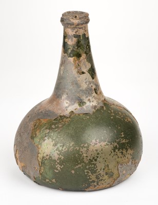Lot 529 - Onion bottle. A 17th century Dutch onion wine or port bottle, circa 1650-1700
