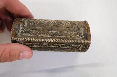 Lot 437 - Embroidered Case. An embroidered case, possibly for letters, probably Native American, early 19th c.