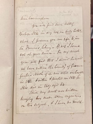Lot 39 - Britton (John, 1771-1857). Two autograph letters signed to Allan Cunningham, 1837 & 1842