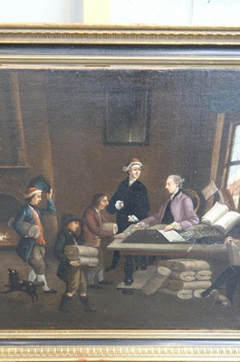 Lot 46 - Flemish School. Linen Merchant and Home Workers, early 18th century