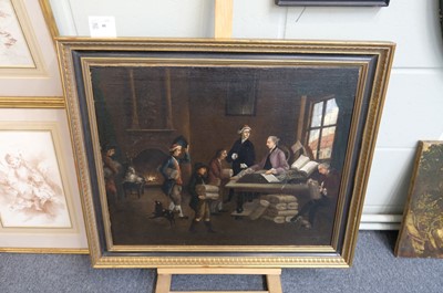 Lot 46 - Flemish School. Linen Merchant and Home Workers, early 18th century