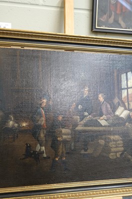 Lot 46 - Flemish School. Linen Merchant and Home Workers, early 18th century