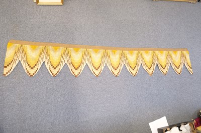 Lot 433 - Curtains. A pair of needlework door curtains and matching pelmet, 19th century