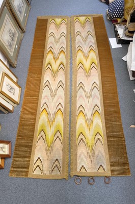 Lot 433 - Curtains. A pair of needlework door curtains and matching pelmet, 19th century