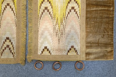 Lot 433 - Curtains. A pair of needlework door curtains and matching pelmet, 19th century