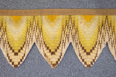 Lot 433 - Curtains. A pair of needlework door curtains and matching pelmet, 19th century