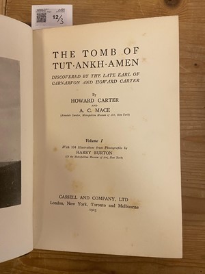 Lot 12 - Carter (Howard & A.. C. Mace). The Tomb of Tut-Ankh-Amen, 2 volumes, 1st edition, 1923-27