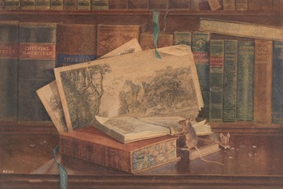 Lot 240 - Williams (K.E.). The Critics, c.1900, watercolour on paper, showing mice nibbling books