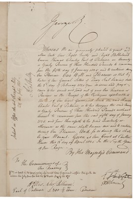 Lot 284 - George IV (1762-1830), Document Signed, ‘George R.’, Carlton House, 18 April 1825