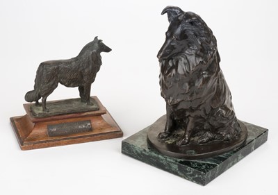Lot 570 - Jukes (B). Bronze dog sculpture, 20th century, modelled as a seated collie