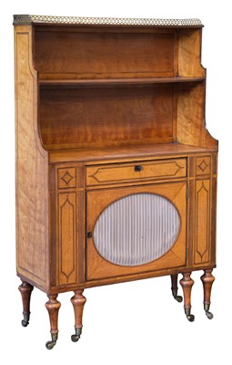 Lot 547 - Bookcase. A George III satinwood waterfall bookcase